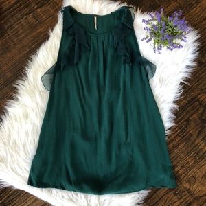 Free People Teal Ruffle Boho Mini Shift Dress Sz12